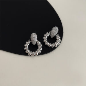 Zircon hemp hoop earrings