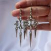 Wholesale Gothic silver pointed filigree long earrings
