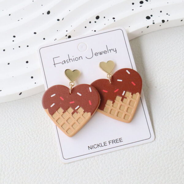 Wholesale Valentine's Day Heart-Shaped Chocolate Cone Acrylic Earrings