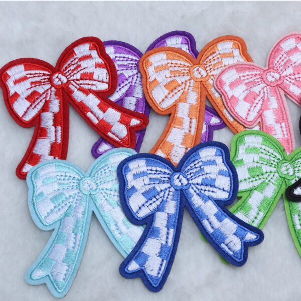Wholesale Multi color bow grid series embroidery DIY Patches
