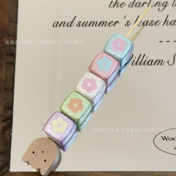 Wholesale 10pcs pearl wrinkled skin flower block acrylic beads