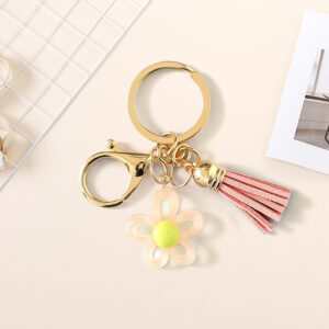 Pink sunflower keychain