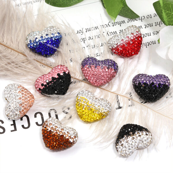 Wholesale 10pcs Love Full Diamond Colorful Splicing Soft Clay Beads