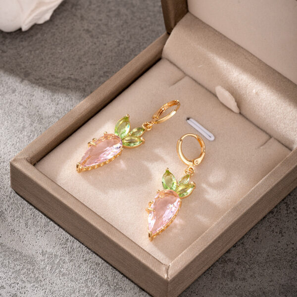 Wholesale Easter Cute Carrot Green Pink Crystal Earrings