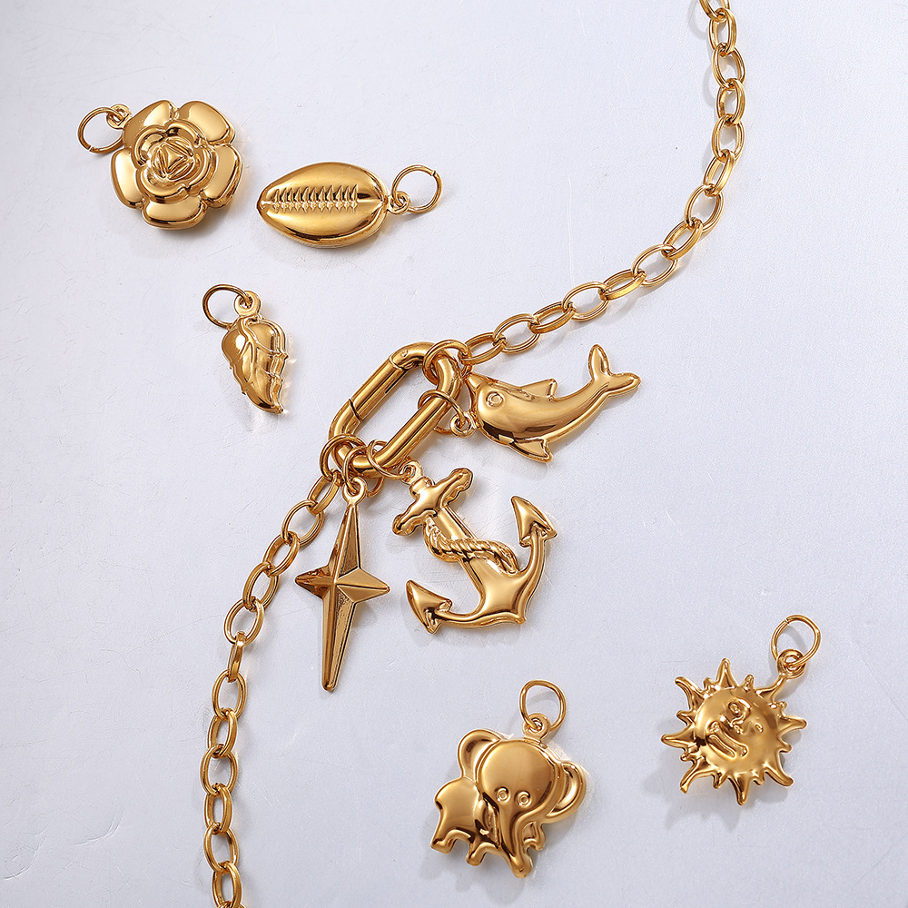 Wholesale Stainless Steel Sun Dolphin Pendant Necklace