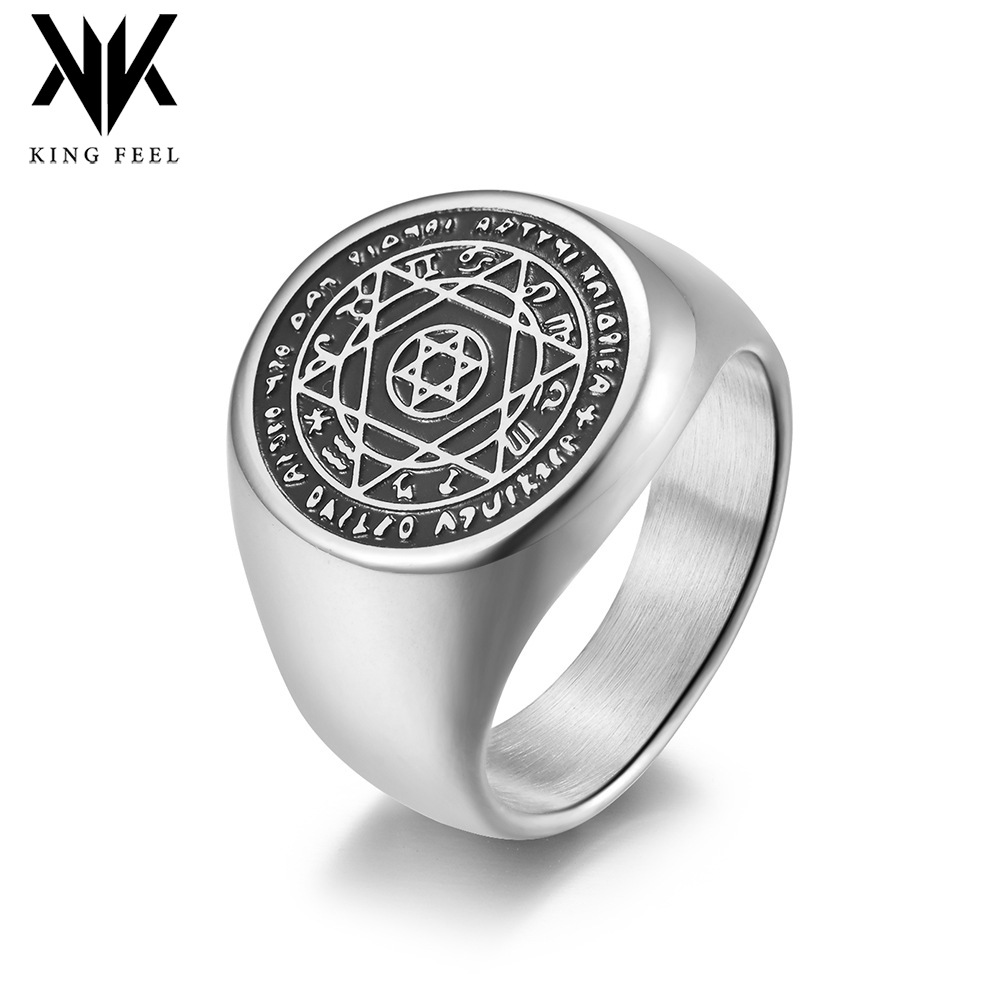 Wholesale Hexagram and Twee Contions Guardian Titanium Steel Ring