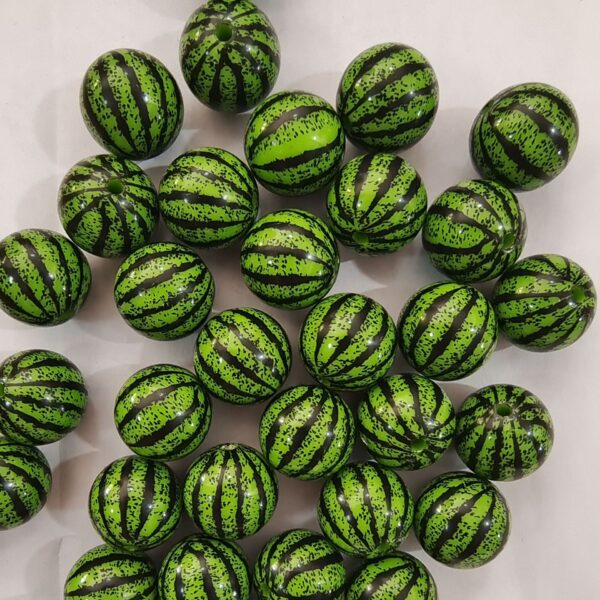 Wholesale 5pcs 20MM Acrylic Green Watermelon Print Beads