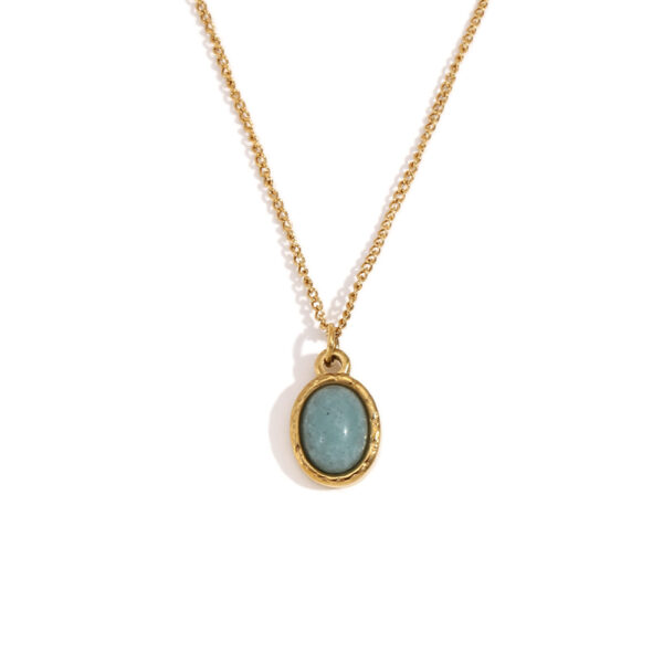 Wholesale Stainless steel necklace with 18K gold plated natural stone eyes and seashells