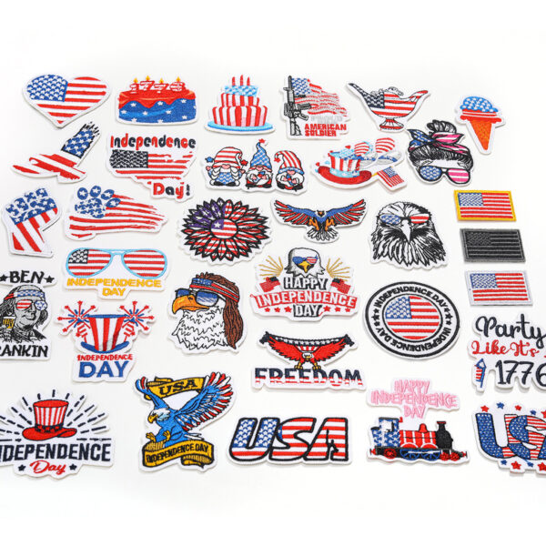 Wholesale Independence Day flag colorful and diverse embroidery DIY patches