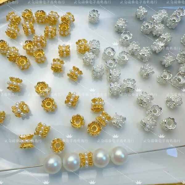 Wholesale Ancient-plated hollowed-out small waisted golden double-sided torus spacer