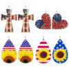 Wholesale Star Stripe Flag Sunflower Independence Day Earrings