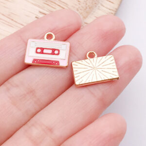 1 pink dripping music tape radio 13x15x1mm-1.05g-25170