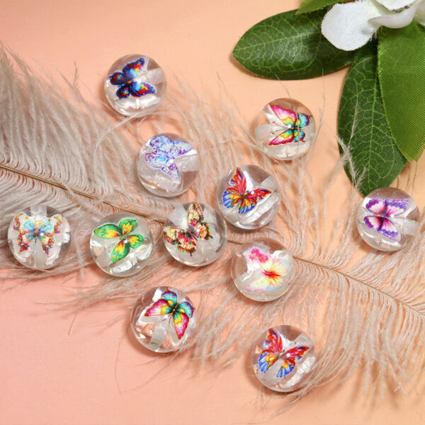 Wholesale transparent acrylic beads with built-in butterfly