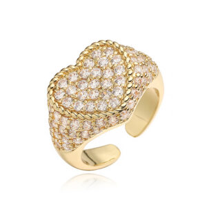 Golden white diamond love ring