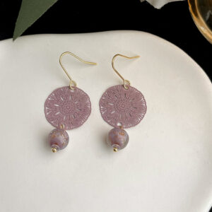 Hollow gentle purple-copper ear hooks