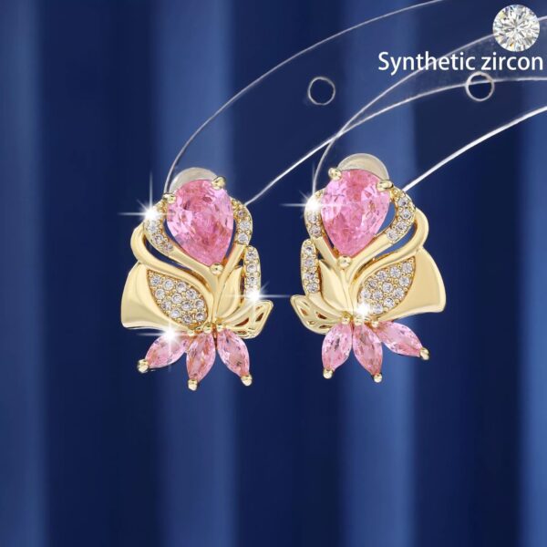 Wholesale Pink Waterdrop Tree Leaf Earrings