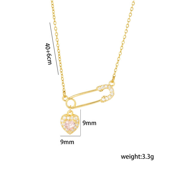 Wholesale Zircon Brooch Heart Titanium Steel Clavicle Necklace