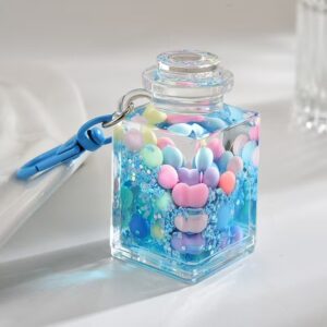 Wholesale Liquid sand bottle with colorful beads in oil bottle pendant acrylic keychain