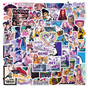 Wholesale 60pcs purple cartoon girl Waterproof Vinyl Stickers