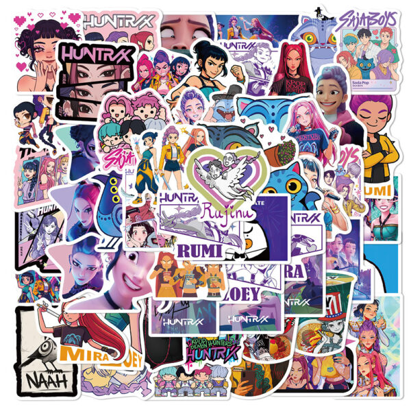 Wholesale 60pcs purple cartoon girl Waterproof Vinyl Stickers