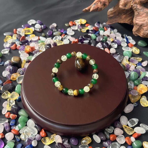 Wholesale Natural Tiger Eye Stone Green Agate White Crystal Bracelet