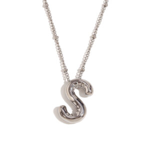 Party Balloon Letter Pendant Necklace-steel color-S
