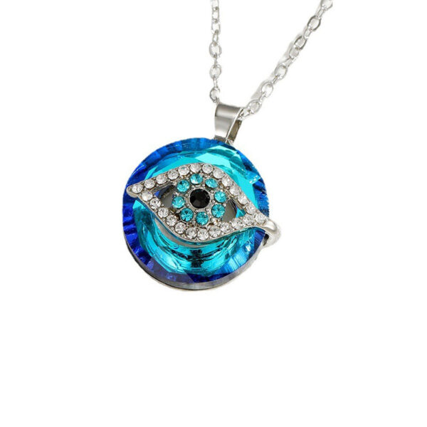 Wholesale Devil's Eye Alloy Necklace Blue Eyes Crystal Sweater Chain