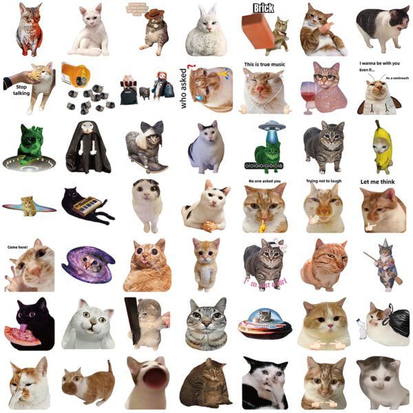 Wholesale 50pcs Cartoon Cat Emoji Watermark Vinyl Stickers