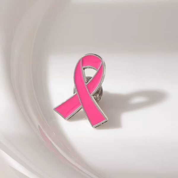 Wholesale Metal Oil-Drip Pink Collar Ribbon Brooch