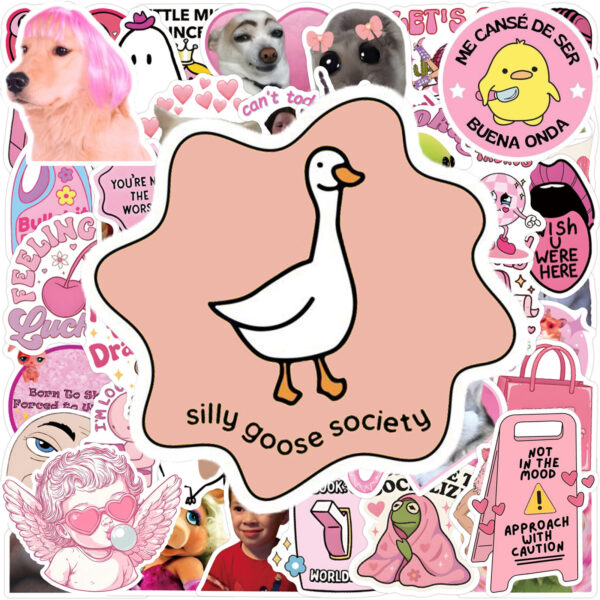 Wholesale 55 Pink Emoji Doodle Stickers Cute Funny Waterproof Vinyl Stickers