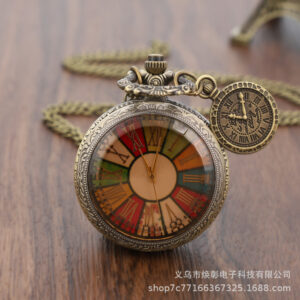 Wholesale Large quartz flip color Roman numeral pocket watch
