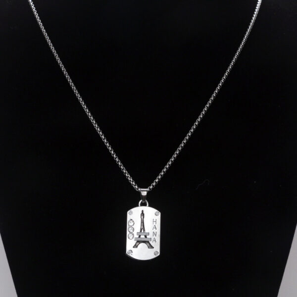 Wholesale Geometric military plaque hollow stainless steel necklace