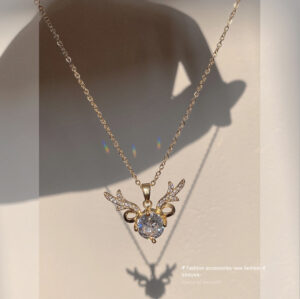 Wholesale Titanium steel zircon necklace female deer