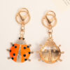 Wholesale Colorful Dripping Oil Seven Star Ladybug with Diamond Set Metal Keychain