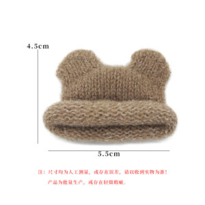 Brown plush bear woolen hat