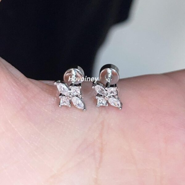 Wholesale Super Flash Horse Eye Zircon Cross Titanium Steel Earrings
