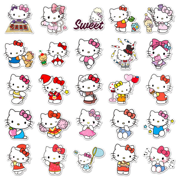 Wholesale 50 kitty cat graffiti stickers personalized cross-border cartoon cute Sanrio decorative mobile phone luggage stickers