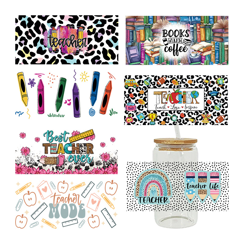 Wholesale Cartoon Cute Teacher Campus Theme 16oz C UV DTF Wraps