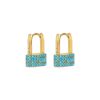 Wholesale Turquoise small lock pearl ear clip earrings