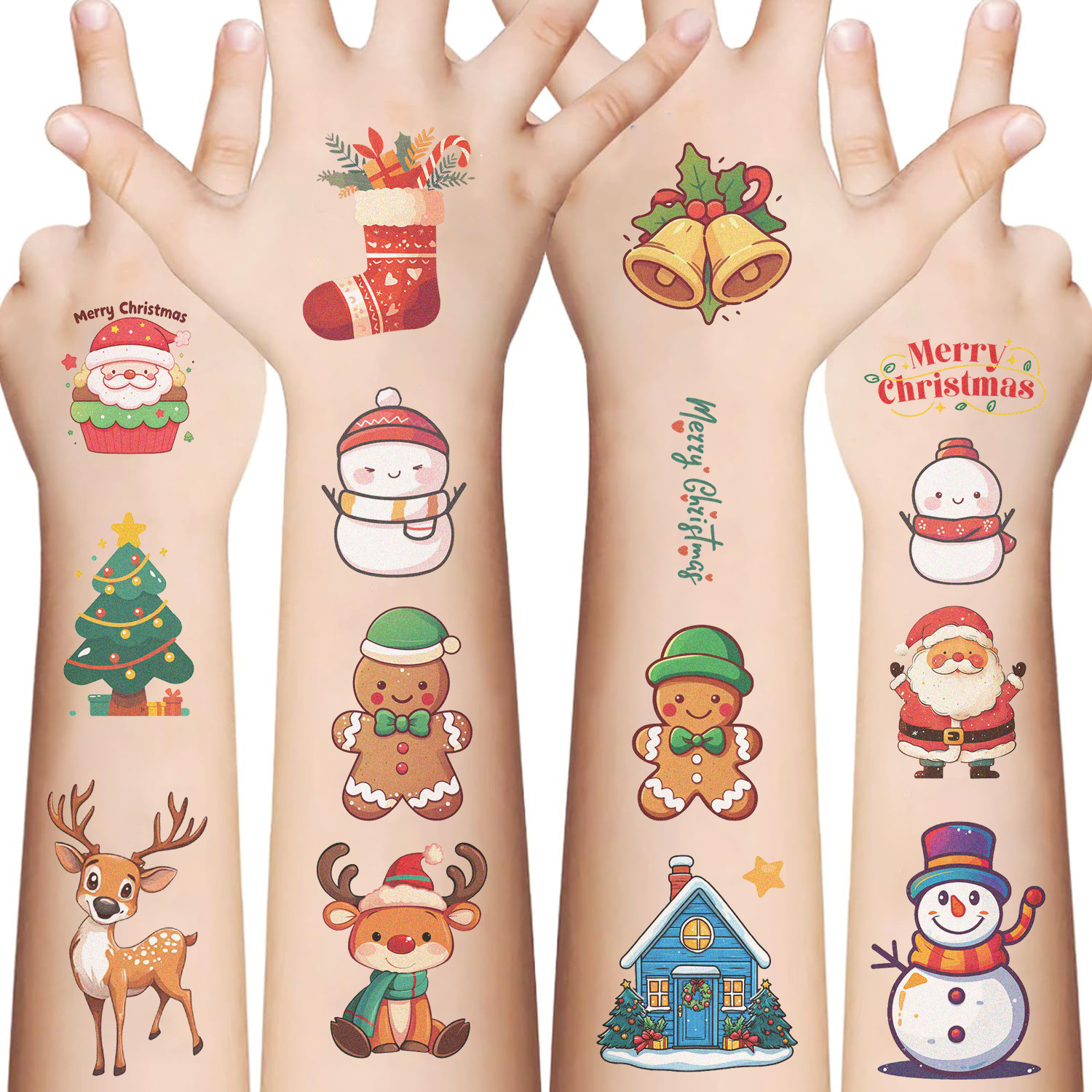 Wholesale cartoon Christmas holiday tattoo stickers