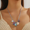 Wholesale Braided Colored Rope Necklace Pearl Shell Starfish Ceramic Fish Pendant Bohemian Necklace