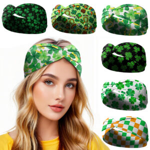Wholesale St. Patrick's Day clover print cross headband
