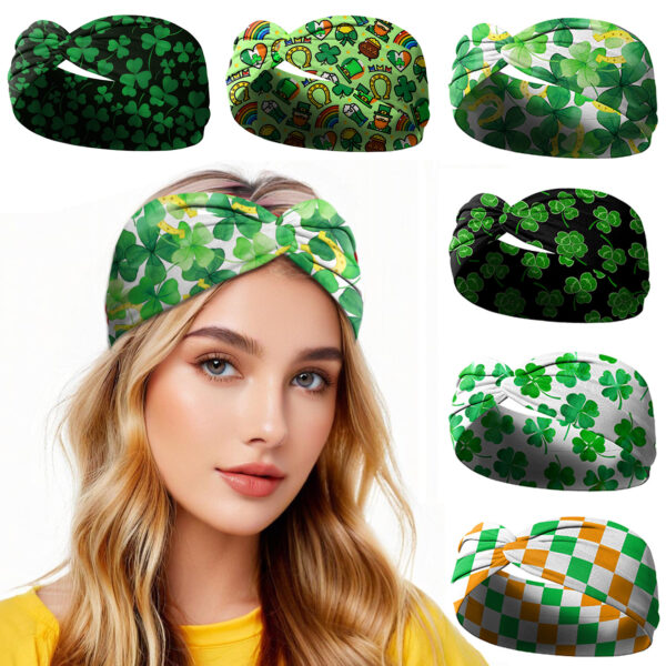 Wholesale St. Patrick's Day clover print cross headband