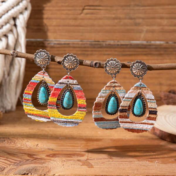 Wholesale Western style colorful turquoise droplet shaped earrings
