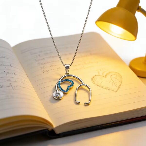 Wholesale heart-shaped stethoscope pendant necklace luxuryclavicle chain