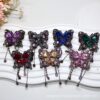 Wholesale 10pcs Soft ceramic three-dimensional butterfly crystal tassel beads