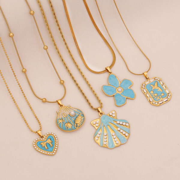 Wholesale man-made pearl necklace heart necklace Stainless Steel Necklace