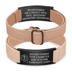 Black tag skin tone cord medical alert bracelet