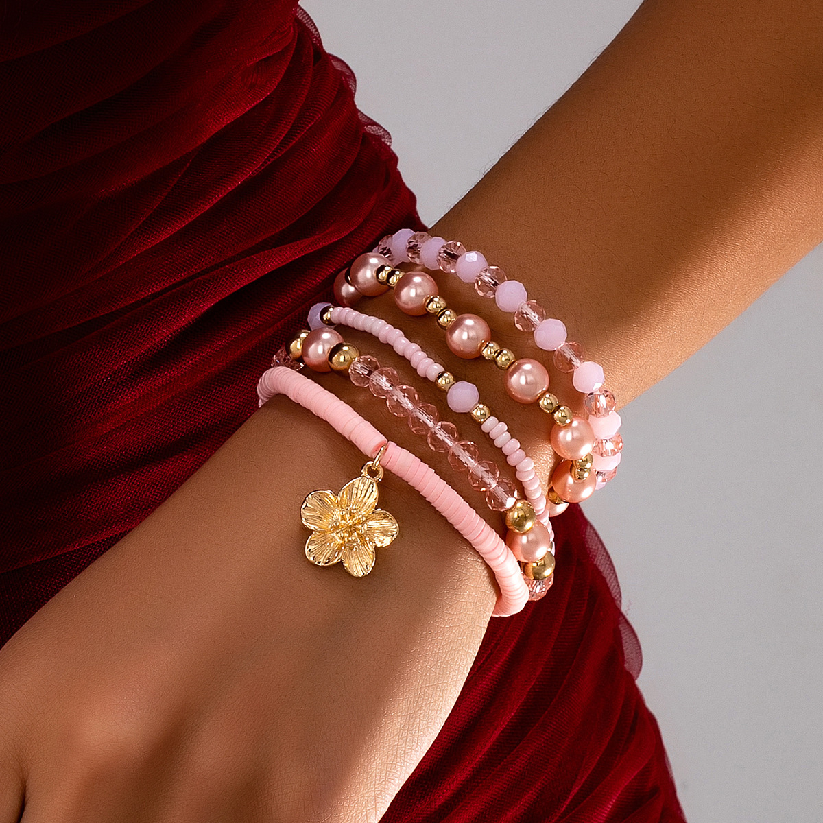 Wholesale Bohemian Elastic Glass Bead Bracelet Set
