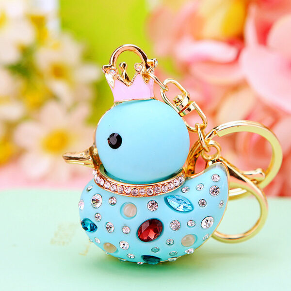 Wholesale Creative rhinestone cute yellow duck keychain